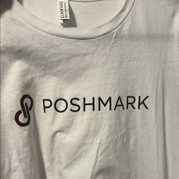 Poshmark Logo Branded Poshswag White Short Sleeve Tee with Crew Neck - Picture 4 of 4
